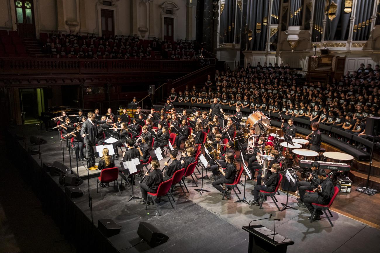 GWS PS Concert Band performing at AACF at the Sydney Town Hall 2022